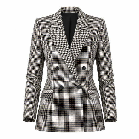 Zara Jackets & Blazers - Zara Blazer XS Brown Blue Houndstooth Viscose Blend Dark Academia Career Chic